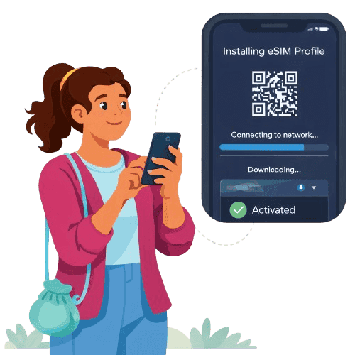 Person installing eSIM