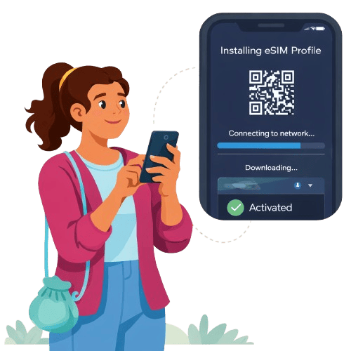 Person installing eSIM