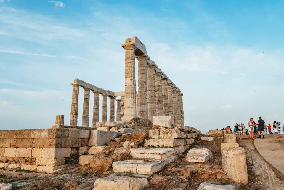 Sunset at Cape Sounio with the Temple of Poseidon